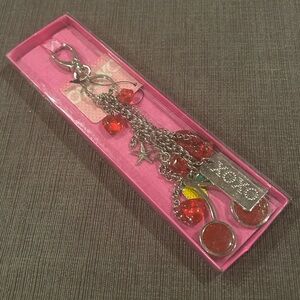 XOXO Silver Cherry Pie Bagcarm or Keychain NEW in Box